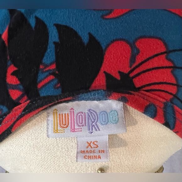 LuLaRoe Womens Carly Geometric Design Blue Red & Black Knee Length Dress Size XS - Picture 6 of 8